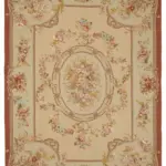 Needlepoint Bej Pamuk Üzerine Yün El Dokuma Halı-276x369