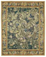 Needlepoint Bej Pamuk Üzerine Yün El Dokuma Halı-231x290