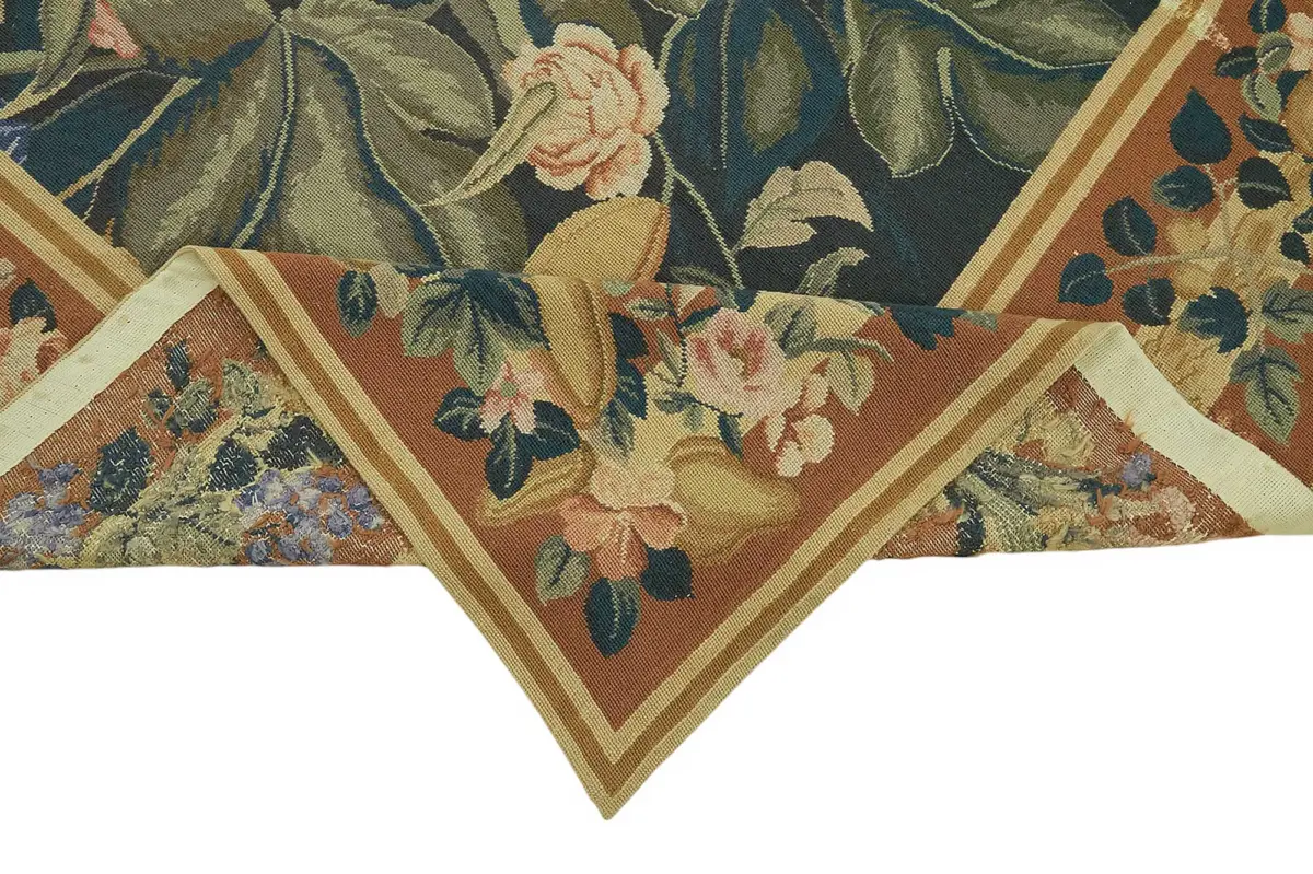 Needlepoint Bej Pamuk Üzerine Yün El Dokuma Halı-231x290 - Görsel 6