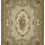 Needlepoint Bej Pamuk Üzerine Yün El Dokuma Halı-243x302