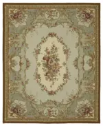 Needlepoint Bej Pamuk Üzerine Yün El Dokuma Halı-243x302