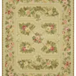 Needlepoint Bej Pamuk Üzerine Yün El Dokuma Halı-270x352