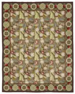 Needlepoint Bej Pamuk Üzerine Yün El Dokuma Halı-243x304