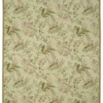 Needlepoint Bej Pamuk Üzerine Yün El Dokuma Halı-279x357