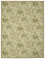 Needlepoint Bej Pamuk Üzerine Yün El Dokuma Halı-279x357