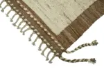 Tribal Modern Dizayn Bej Pamuk Üzerine Yün El Dokuma Halı-258x310 - Görsel 4