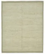 Tribal Modern Dizayn Bej Pamuk Üzerine Yün El Dokuma Halı-253x310