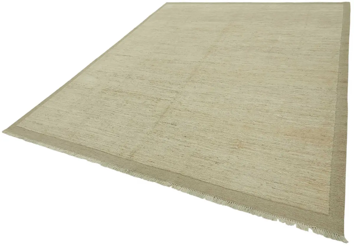 Tribal Modern Dizayn Bej Pamuk Üzerine Yün El Dokuma Halı-253x310 - Görsel 3