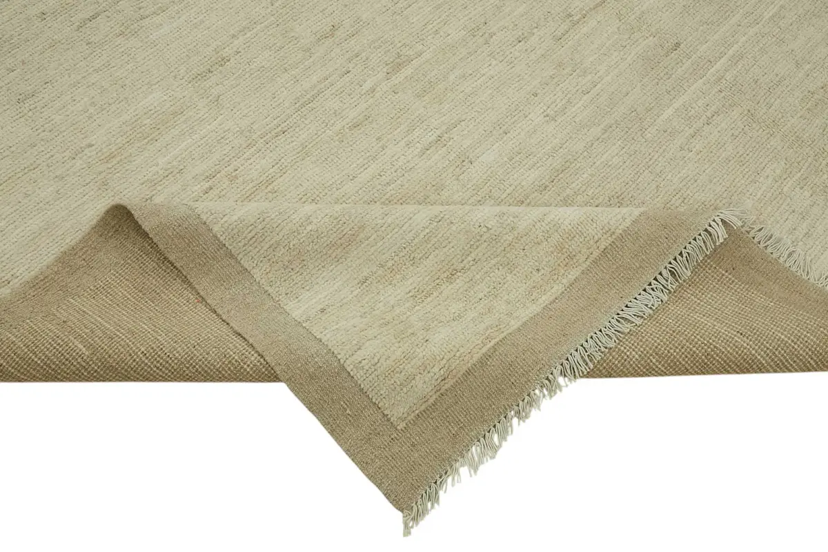 Tribal Modern Dizayn Bej Pamuk Üzerine Yün El Dokuma Halı-253x310 - Görsel 6