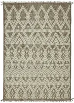 Tribal Modern Dizayn Bej Pamuk Üzerine Yün El Dokuma Halı-297x430