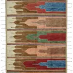 Tribal Modern Dizayn Multi Pamuk Üzerine Yün El Dokuma Halı-271x351