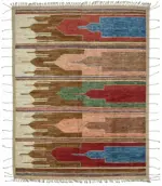 Tribal Modern Dizayn Multi Pamuk Üzerine Yün El Dokuma Halı-271x351