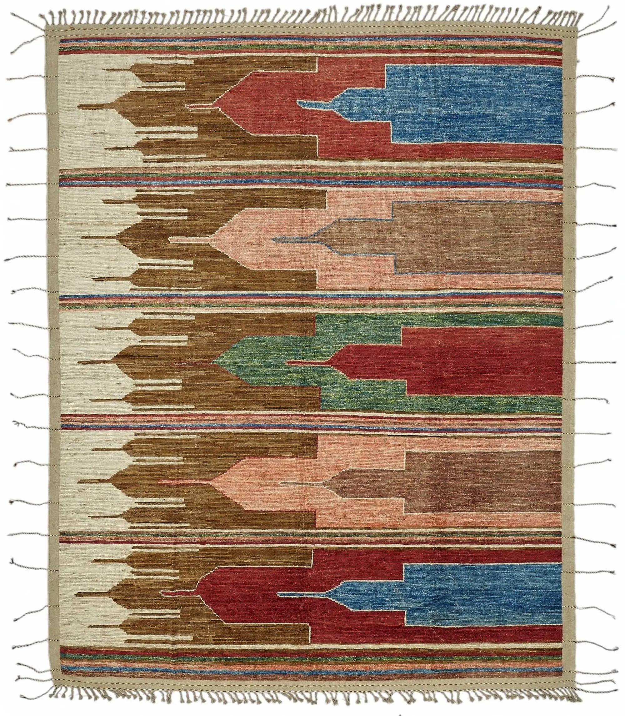 Rc_47884_0_Multicolor_Modern_Design_Tribal_Rug Tribal Modern Dizayn Multi Pamuk Üzerine Yün El Dokuma Halı-271x351 - Görsel 1
