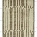 Tribal Modern Dizayn Bej Pamuk Üzerine Yün El Dokuma Halı-287x369