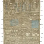 Tribal Modern Dizayn Kahverengi Pamuk Üzerine Yün El Dokuma Halı-279x375