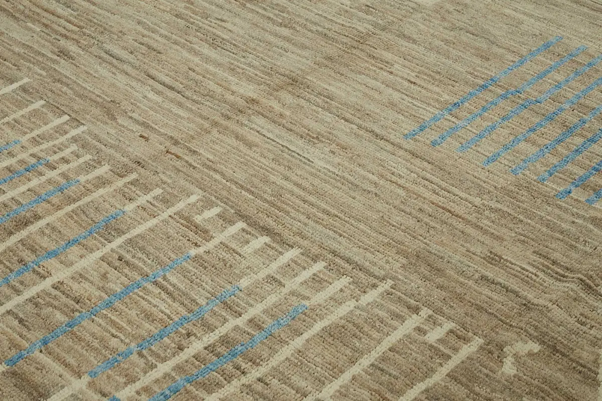 Tribal Modern Dizayn Kahverengi Pamuk Üzerine Yün El Dokuma Halı-279x375 - Görsel 5