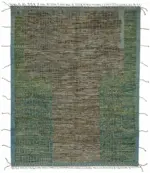 Tribal Modern Dizayn Kahverengi Pamuk Üzerine Yün El Dokuma Halı-295x371