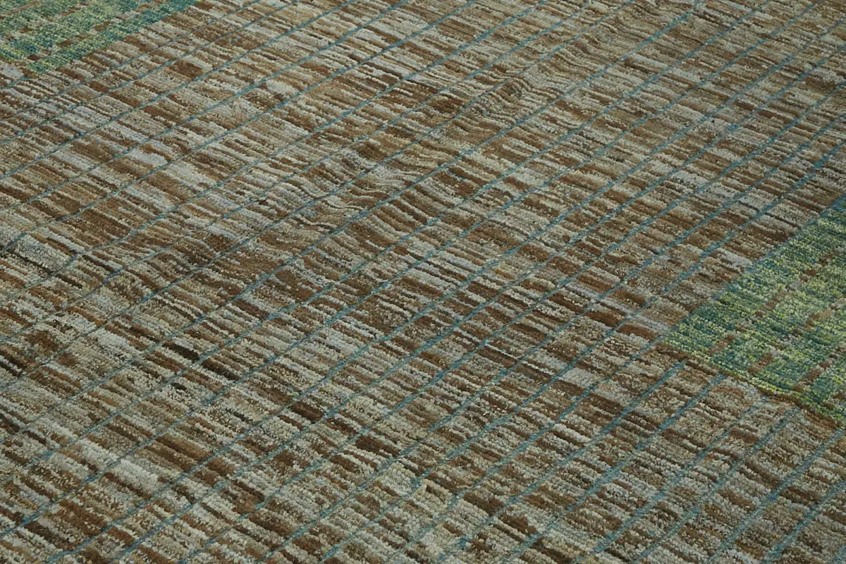 Tribal Modern Dizayn Kahverengi Pamuk Üzerine Yün El Dokuma Halı-295x371 - Görsel 5