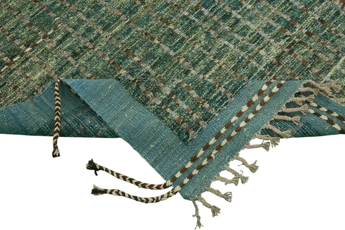 Tribal Modern Dizayn Kahverengi Pamuk Üzerine Yün El Dokuma Halı-295x371 - Görsel 6