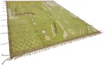 Tribal Modern Dizayn Yeşil Pamuk Üzerine Yün El Dokuma Halı-280x374 - Görsel 2