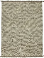 Tribal Modern Dizayn Bej Pamuk Üzerine Yün El Dokuma Halı-272x375