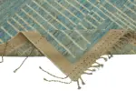 Tribal Modern Dizayn Mavi Pamuk Üzerine Yün El Dokuma Halı-283x376 - Görsel 6