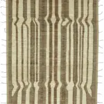 Tribal Modern Dizayn Bej Pamuk Üzerine Yün El Dokuma Halı-285x369