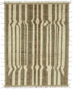 Tribal Modern Dizayn Bej Pamuk Üzerine Yün El Dokuma Halı-285x369