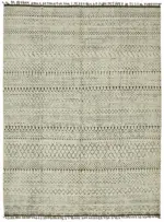 Tribal Modern Dizayn Bej Pamuk Üzerine Yün El Dokuma Halı-278x374