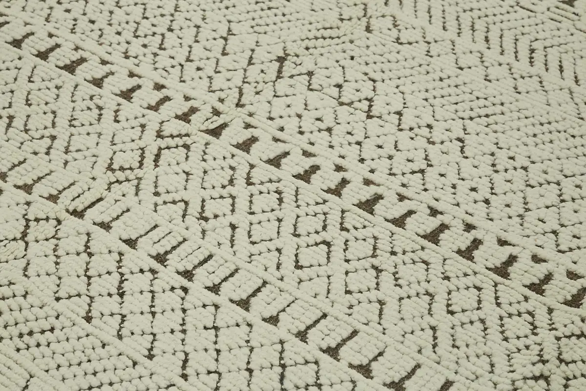 Tribal Modern Dizayn Bej Pamuk Üzerine Yün El Dokuma Halı-278x374 - Görsel 5