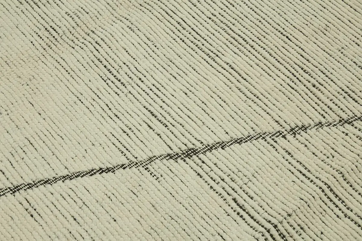 Tribal Modern Dizayn Bej Pamuk Üzerine Yün El Dokuma Halı-263x381 - Görsel 5