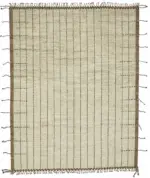 Tribal Modern Dizayn Bej Pamuk Üzerine Yün El Dokuma Halı-284x365