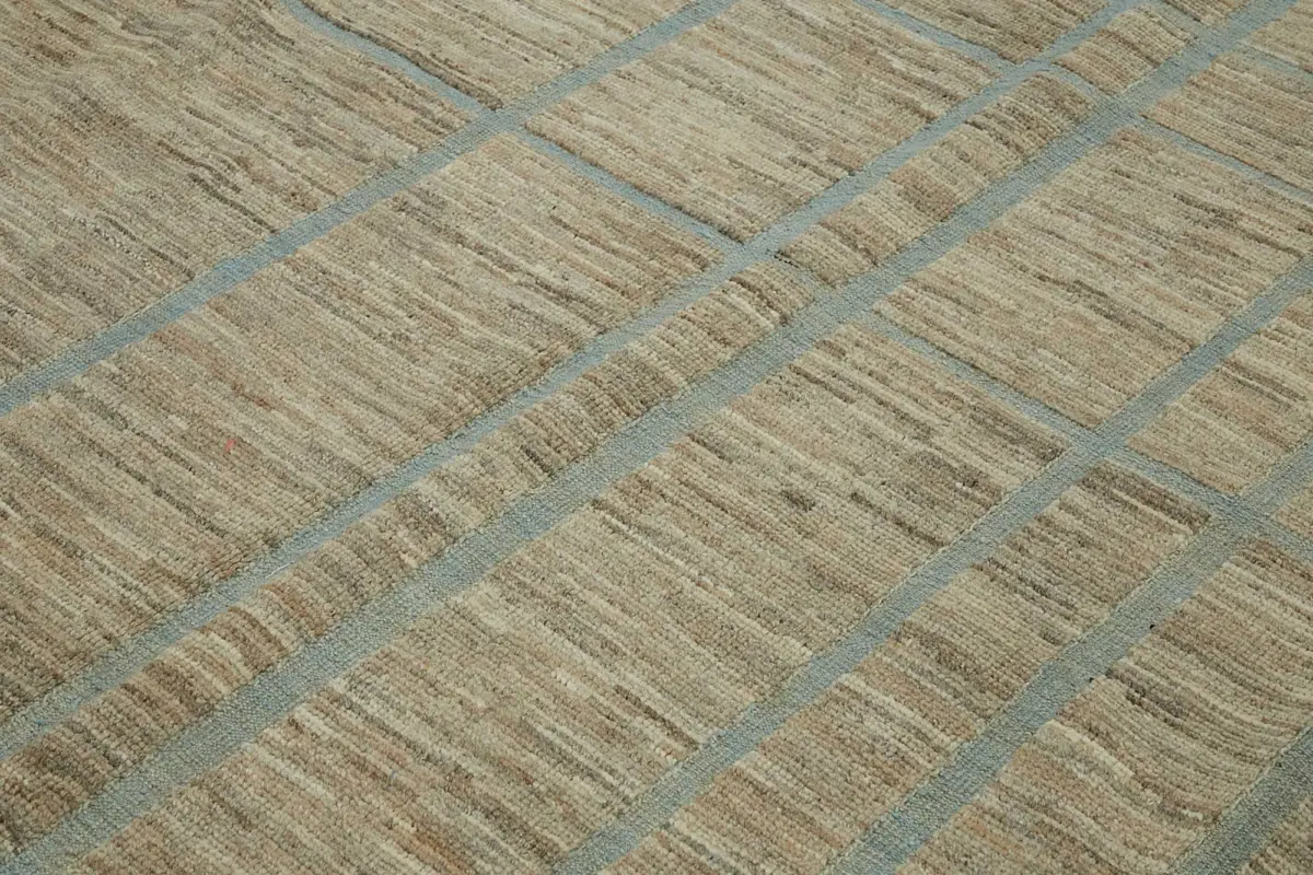 Tribal Modern Dizayn Kahverengi Pamuk Üzerine Yün El Dokuma Halı-282x372 - Görsel 5