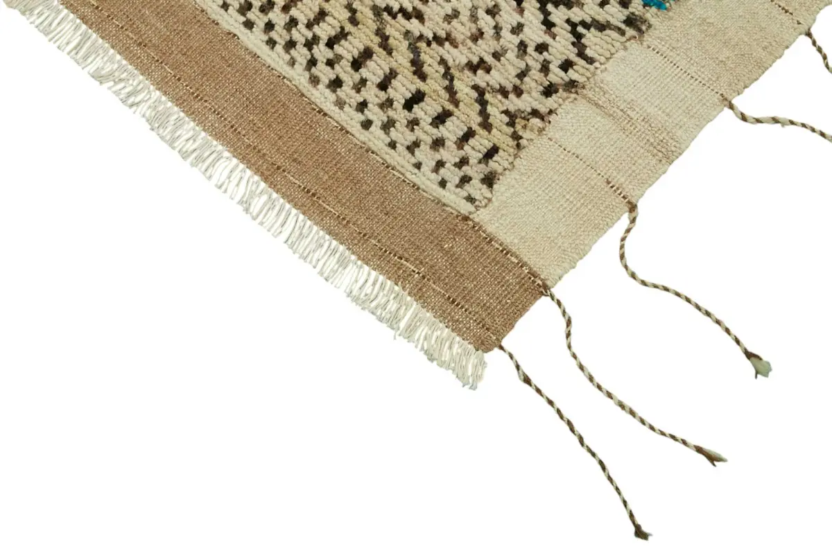 Tribal Modern Dizayn Multi Pamuk Üzerine Yün El Dokuma Halı-154x259 - Görsel 4