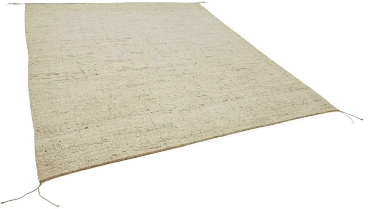 Tribal Modern Dizayn Bej Pamuk Üzerine Yün El Dokuma Halı-259x297 - Görsel 2