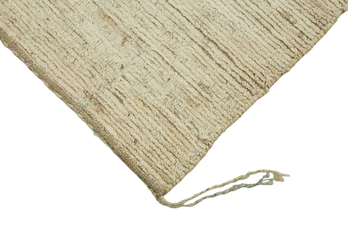 Tribal Modern Dizayn Bej Pamuk Üzerine Yün El Dokuma Halı-259x297 - Görsel 4