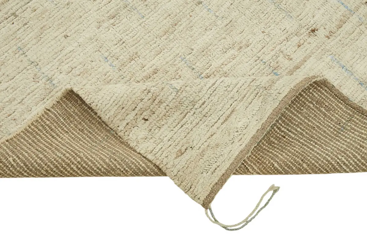 Tribal Modern Dizayn Bej Pamuk Üzerine Yün El Dokuma Halı-259x297 - Görsel 6
