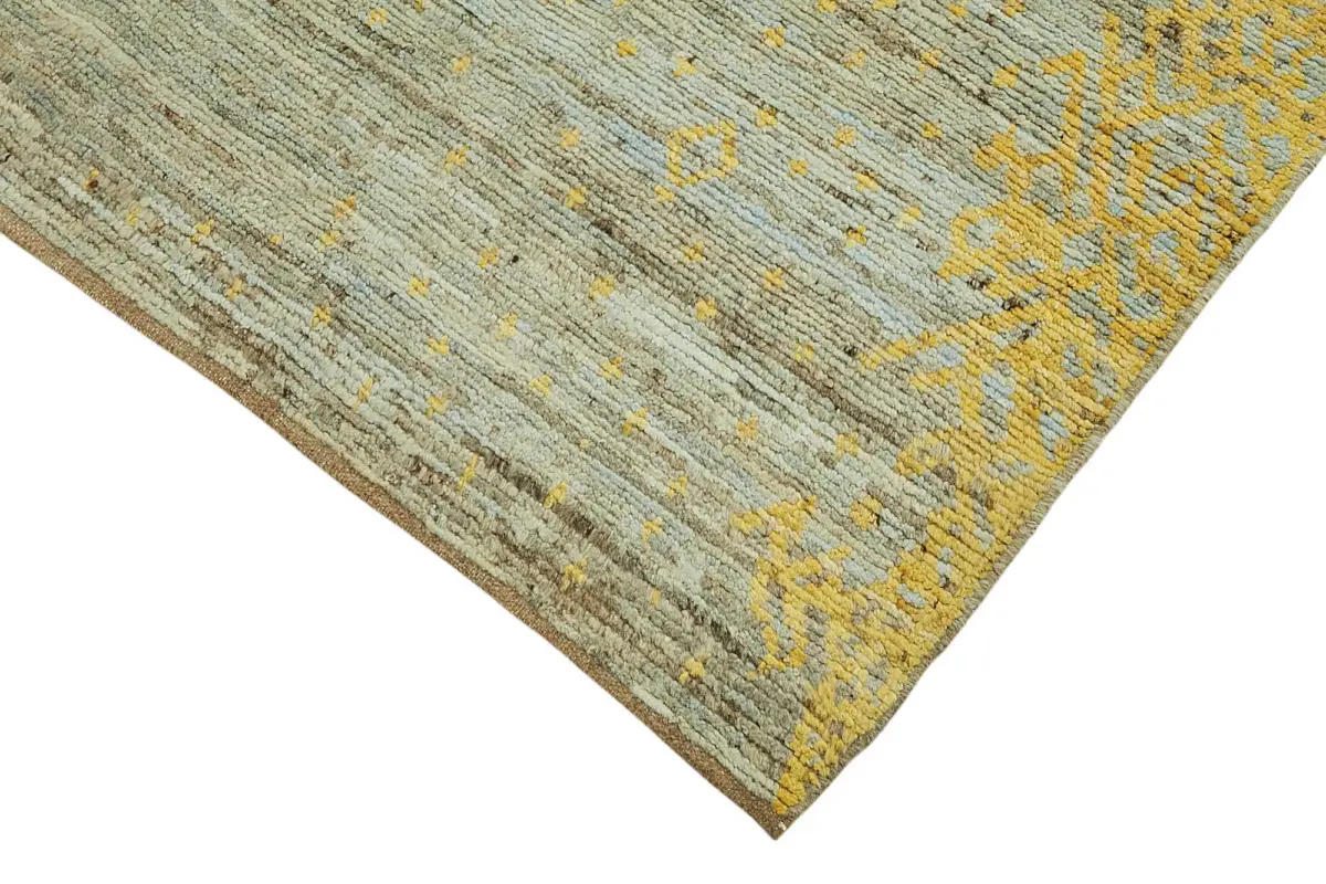 Tribal Modern Dizayn Bej Pamuk Üzerine Yün El Dokuma Halı-200x305 - Görsel 4