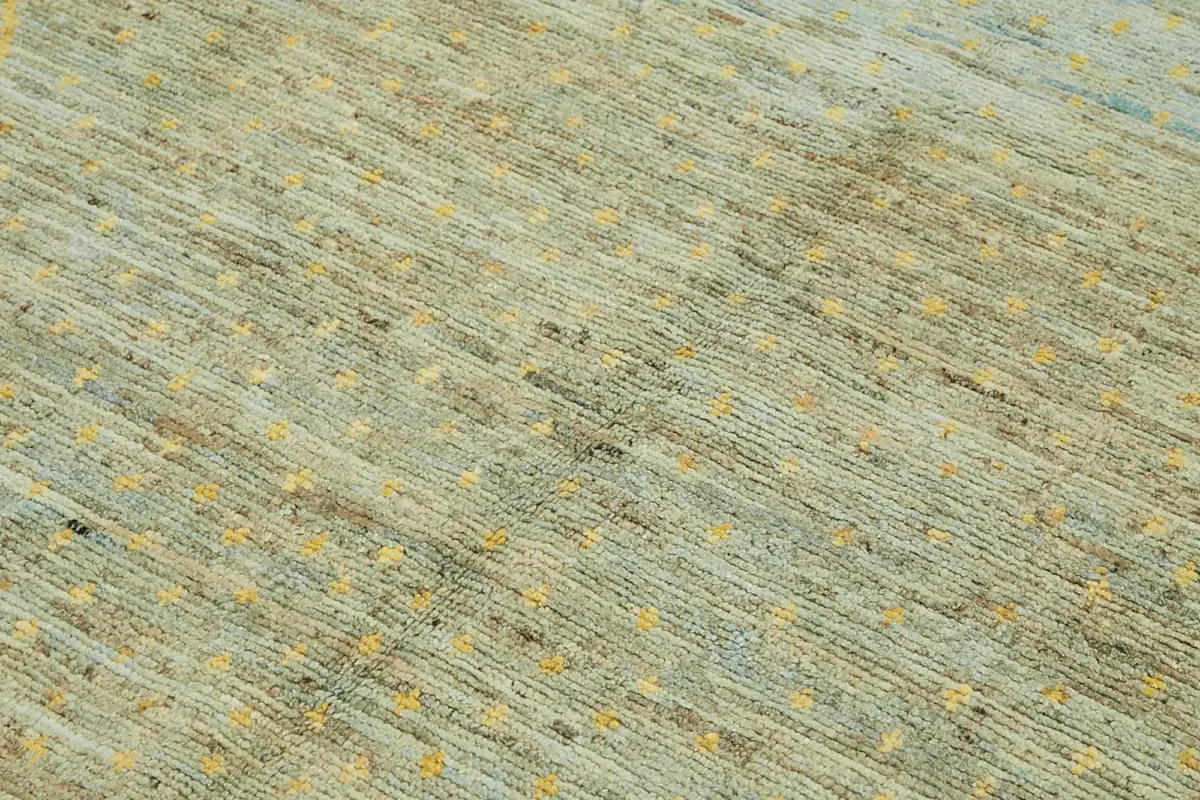 Tribal Modern Dizayn Bej Pamuk Üzerine Yün El Dokuma Halı-200x305 - Görsel 5