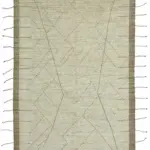 Tribal Modern Dizayn Bej Pamuk Üzerine Yün El Dokuma Halı-206x295