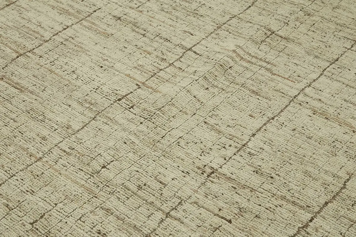 Tribal Modern Dizayn Bej Pamuk Üzerine Yün El Dokuma Halı-216x308 - Görsel 5