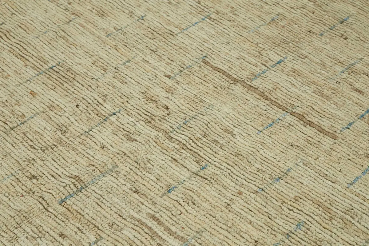 Tribal Modern Dizayn Bej Pamuk Üzerine Yün El Dokuma Halı-257x295 - Görsel 5