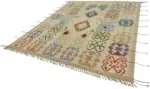 Tribal Modern Dizayn Multi Pamuk Üzerine Yün El Dokuma Halı-251x301 - Görsel 3