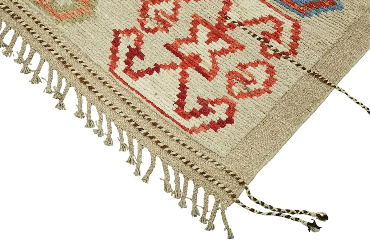 Tribal Modern Dizayn Multi Pamuk Üzerine Yün El Dokuma Halı-251x301 - Görsel 4