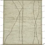 Tribal Modern Dizayn Bej Pamuk Üzerine Yün El Dokuma Halı-257x301