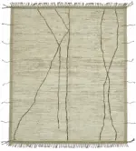 Tribal Modern Dizayn Bej Pamuk Üzerine Yün El Dokuma Halı-257x301