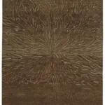 Tribal Modern Dizayn Kahverengi Pamuk Üzerine Yün El Dokuma Halı-244x309