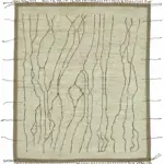 Tribal Modern Dizayn Bej Pamuk Üzerine Yün El Dokuma Halı-257x298