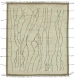 Tribal Modern Dizayn Bej Pamuk Üzerine Yün El Dokuma Halı-257x298