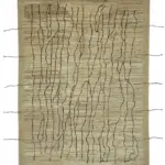 Tribal Modern Dizayn Bej Pamuk Üzerine Yün El Dokuma Halı-222x303